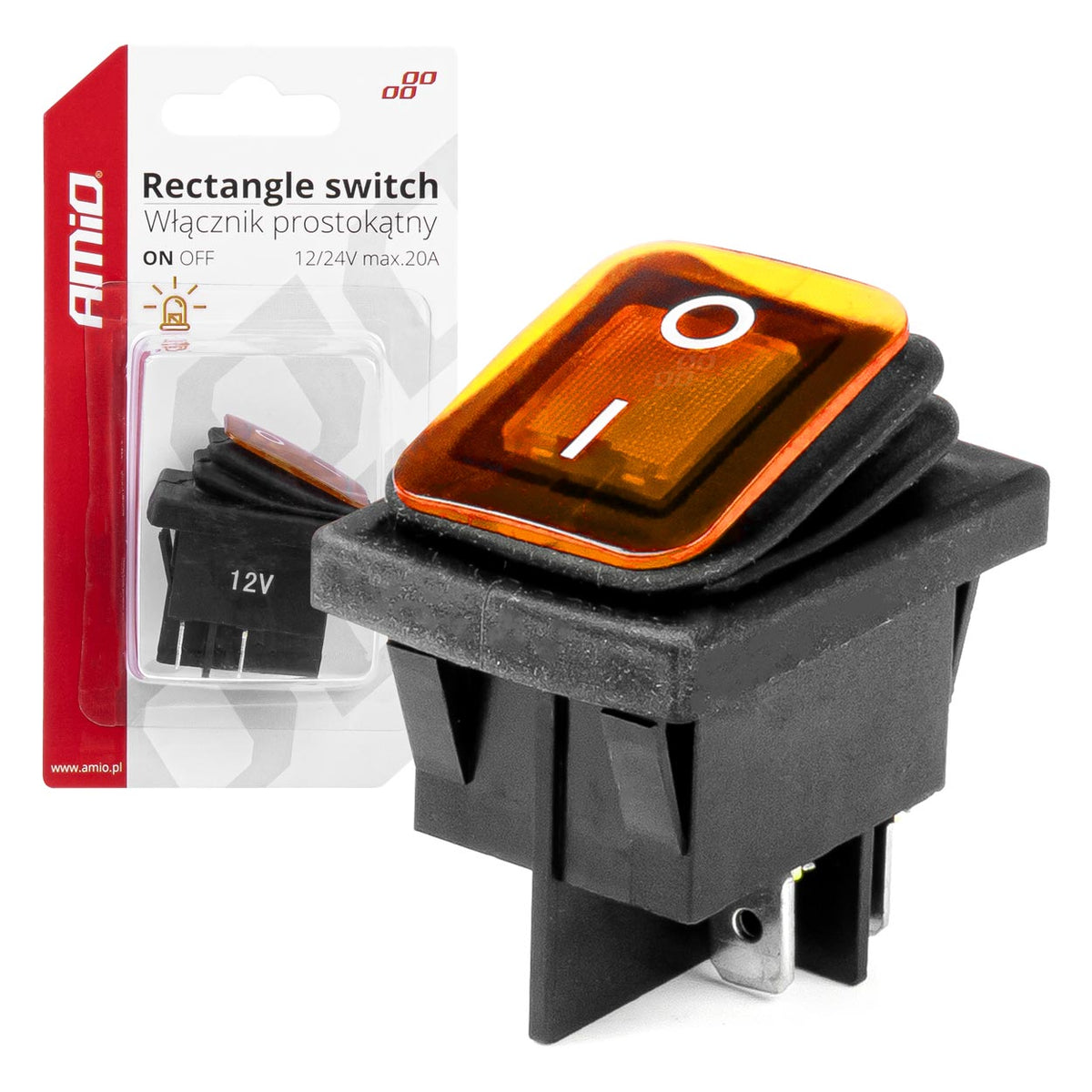 Rechthoekige schakelaar met geel licht AMiO 03091 - AMiO 03091 - afbeelding 4
