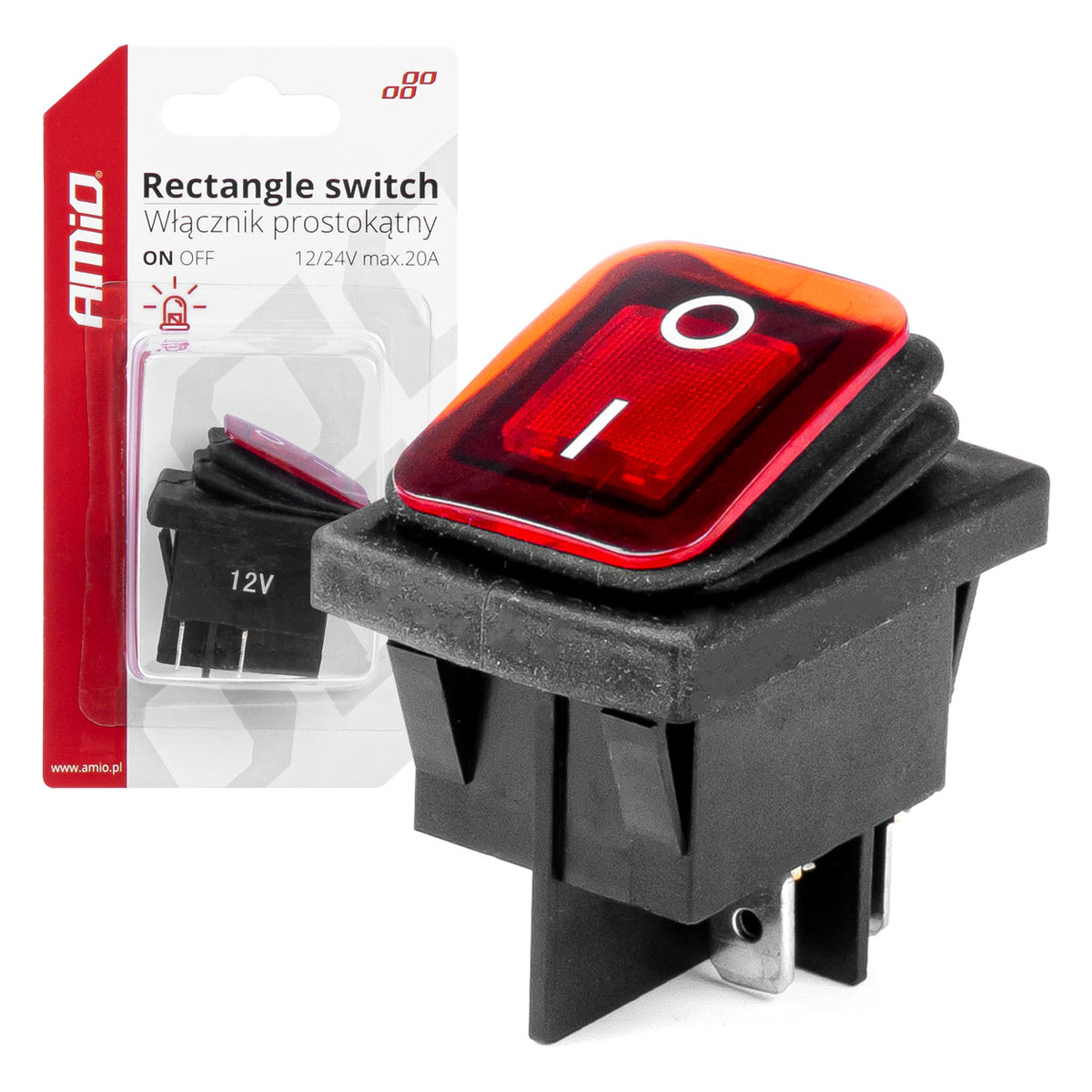 Rechthoekige schakelaar met rood licht AMiO 03092 - AMiO 03092 - afbeelding 4