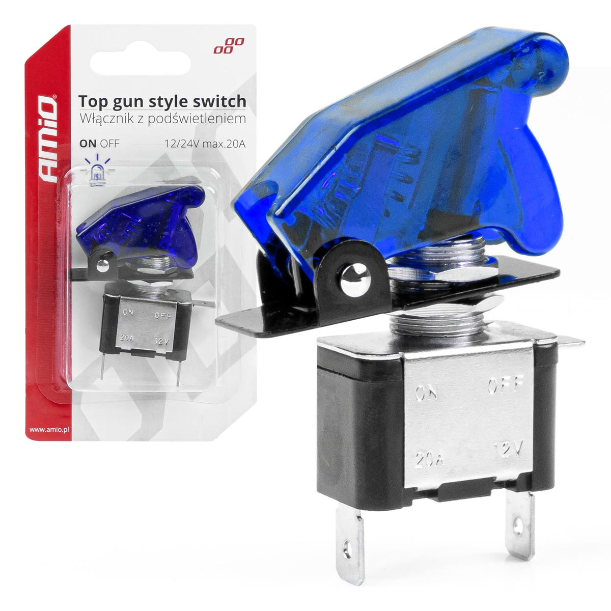 Tuimelschakelaar met kap met blauw licht AMiO 03096 - AMiO 03096 - afbeelding 1