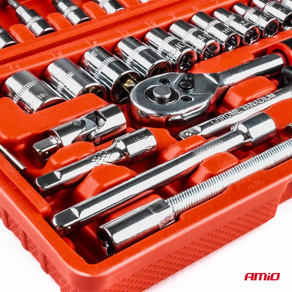 1/4 Sleutel dop reparatie gereedschap set doos 46-delig AMiO 03136 - AMiO 03136 - afbeelding 2