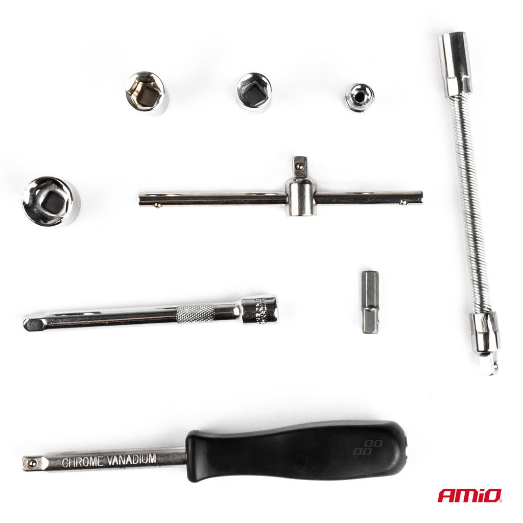 1/4 Sleutel dop reparatie gereedschap set doos 46-delig AMiO 03136 - AMiO 03136 - afbeelding 4