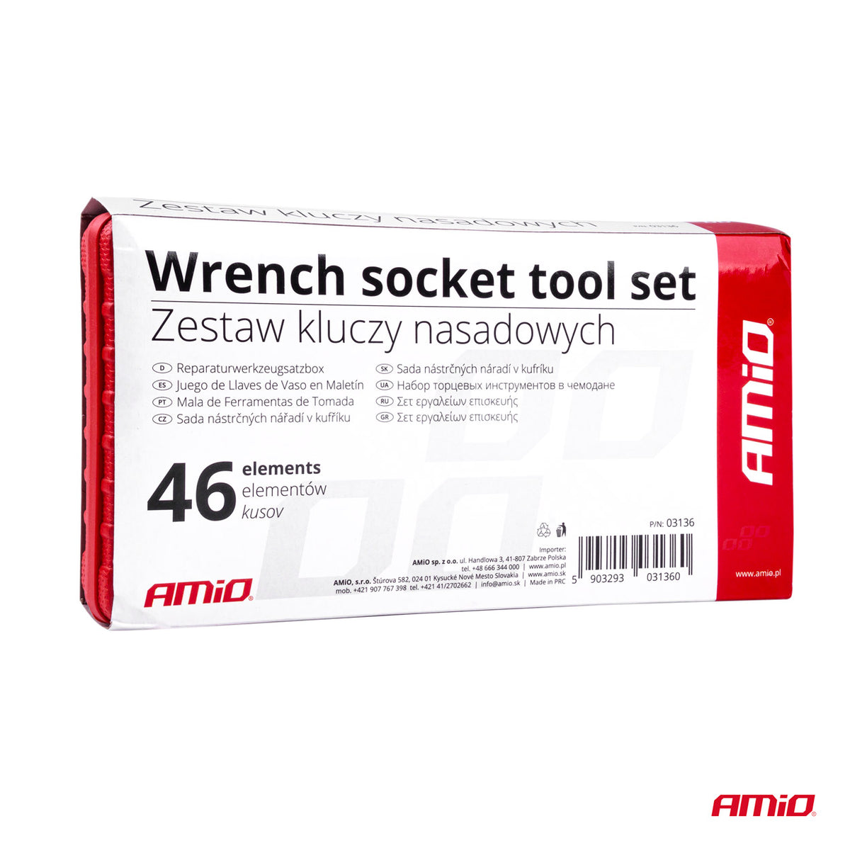 1/4 Sleutel dop reparatie gereedschap set doos 46-delig AMiO 03136 - AMiO 03136 - afbeelding 7