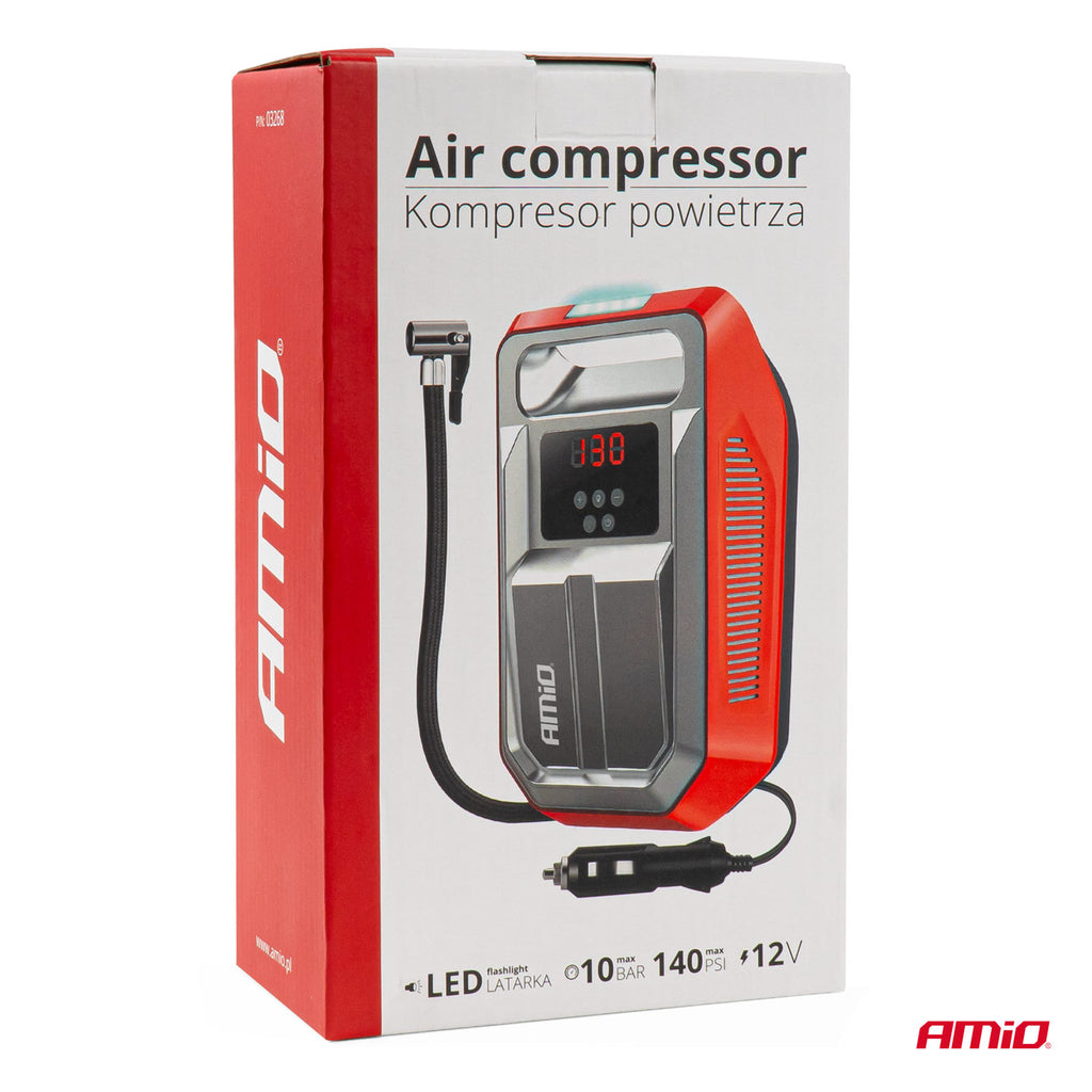 Auto Luchtcompressor met digitale manometer en LED-licht 12V ACOMP-18 AMiO 03268 - AMiO 03268 - afbeelding 7