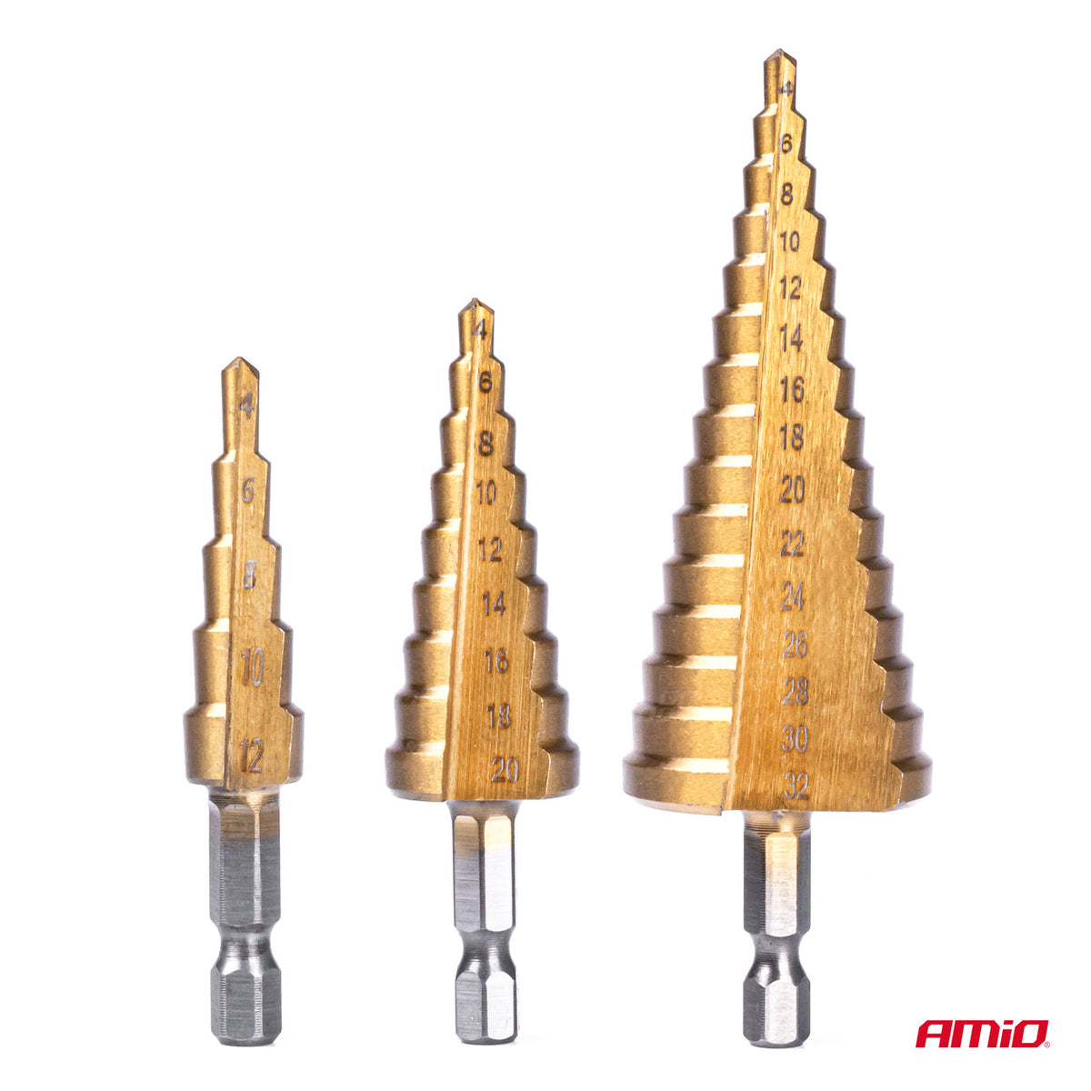Stappenboren 3 delige set 4-32mm AMiO 03271 - AMiO 03271 - afbeelding 2