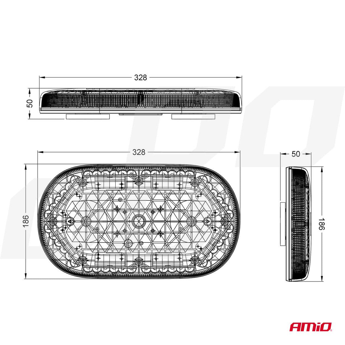 MAGNETISCHE MINI-lichtbalk met hoge intensiteit WLB78 293x171mm R65 R10 48LED 12/24V IP56 AMiO 03336 - AMiO 03336 - afbeelding 8
