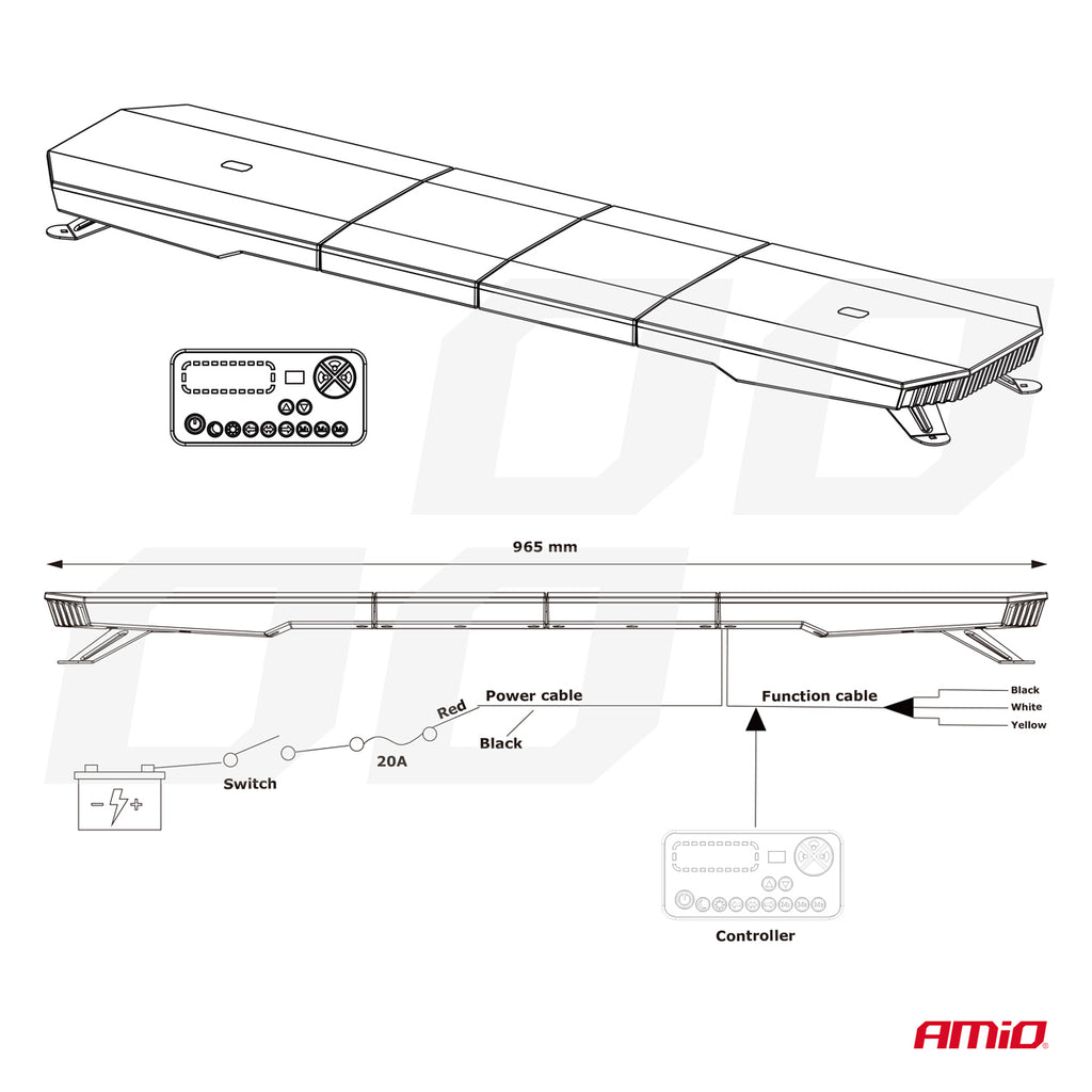 LED waarschuwingslichtbalk 132 LED 965mm AMiO 03343 - AMiO 03343 - afbeelding 9