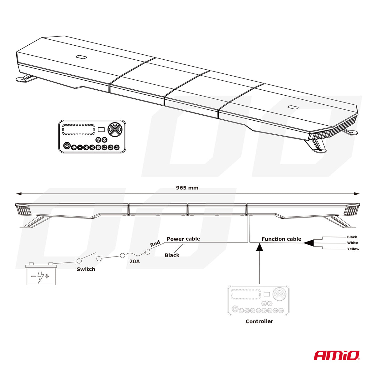 LED waarschuwingslichtbalk 156 LED 1168mm AMiO 03344 - AMiO 03344 - afbeelding 9