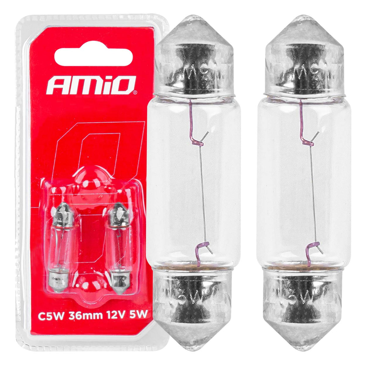 Halogeenlampen C5W Soffittendoos SV 8,5-8 36mm 12V 2st blister AMiO 03348 - AMiO 03348 - afbeelding 1