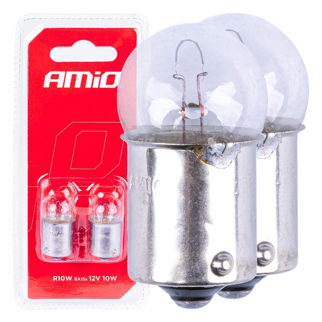 Halogeenlampen R10W BA15s 12V 2st blister AMiO 03350 - AMiO 03350 - afbeelding 1