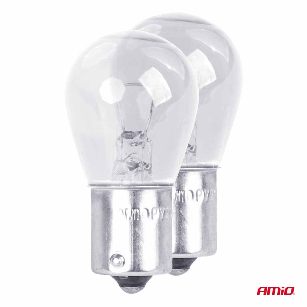 Halogeenlampen P21W BA15s 12V 2st blister AMiO 03351 - AMiO 03351 - afbeelding 2