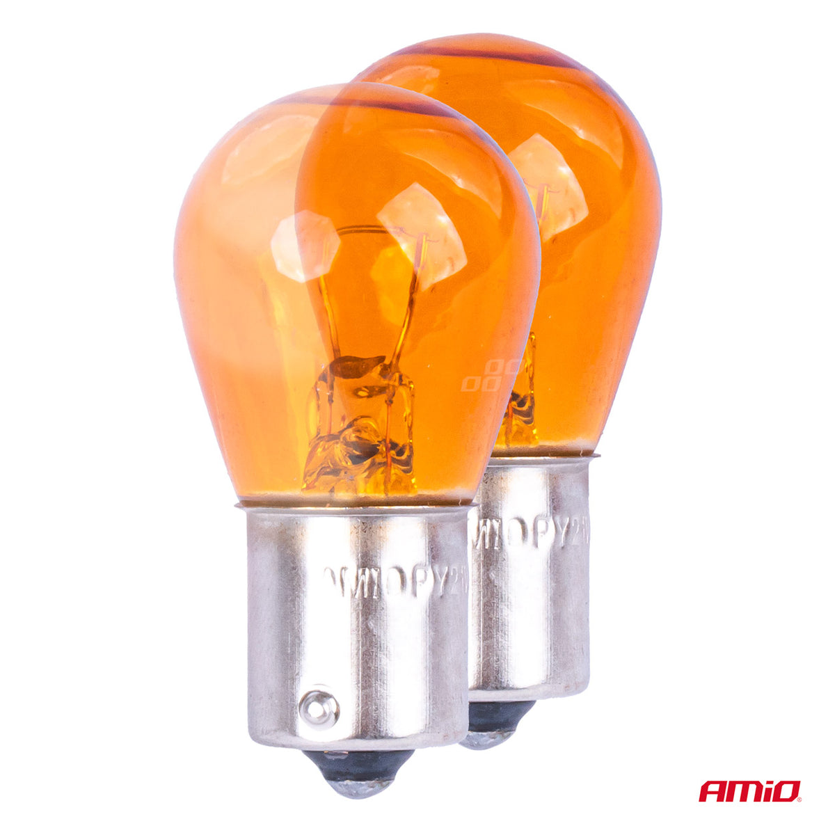 Halogeenlampen PY21W BAU15S 12V AMBER 2st blister AMiO 03352 - AMiO 03352 - afbeelding 2