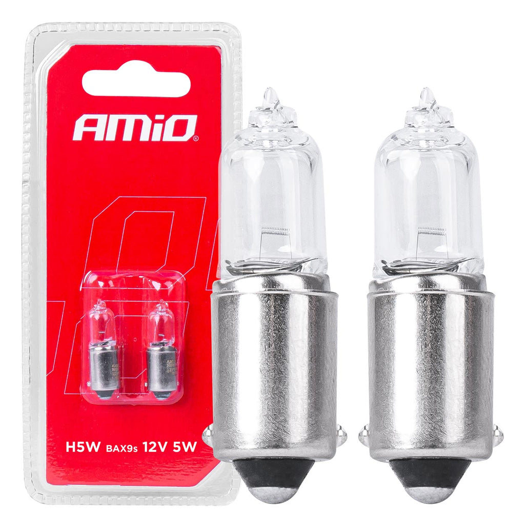Halogeenlampen H5W 12V 5W BAX9S wit 2st blister AMiO 03354 - AMiO 03354 - afbeelding 1