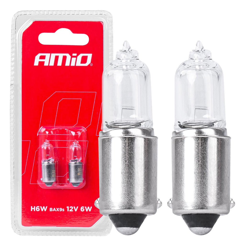 Halogeenlampen H6W 12V 6W BAX9S wit 2st blister AMiO 03355 - AMiO 03355 - afbeelding 1