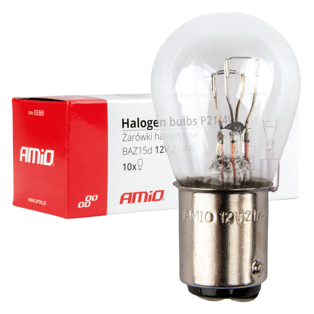 Halogeenlampen P21/4W 12V BAZ15d 10st AMiO 03369 - AMiO 03369 - afbeelding 1