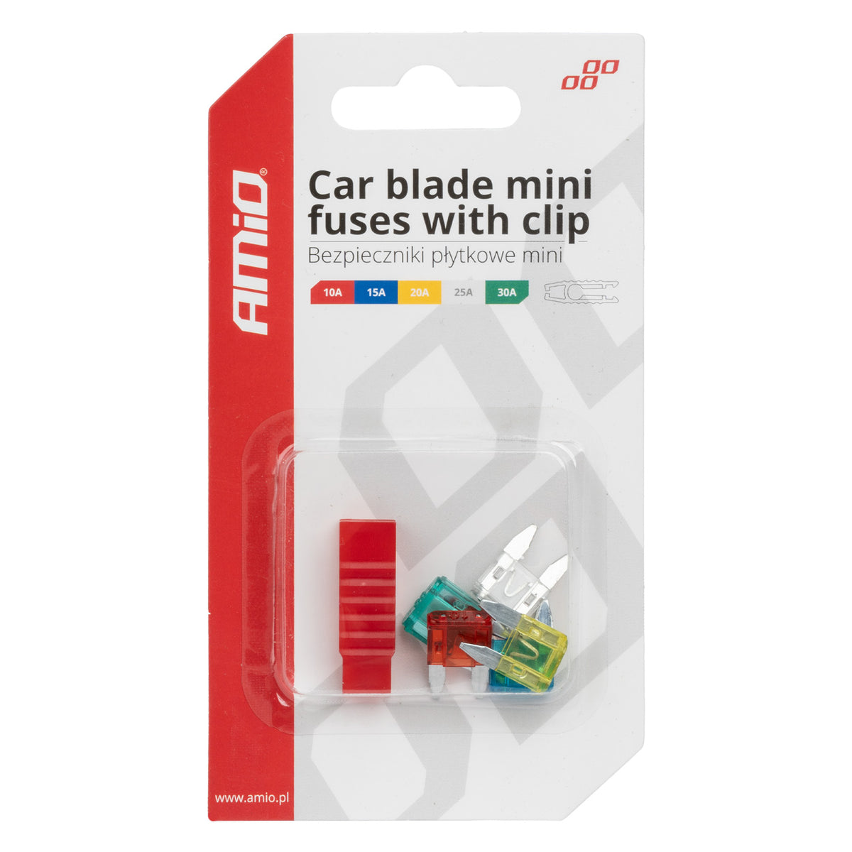 Mini-zekeringen met autoblad met clip, assortiment AMiO 03378 - AMiO 03378 - afbeelding 1