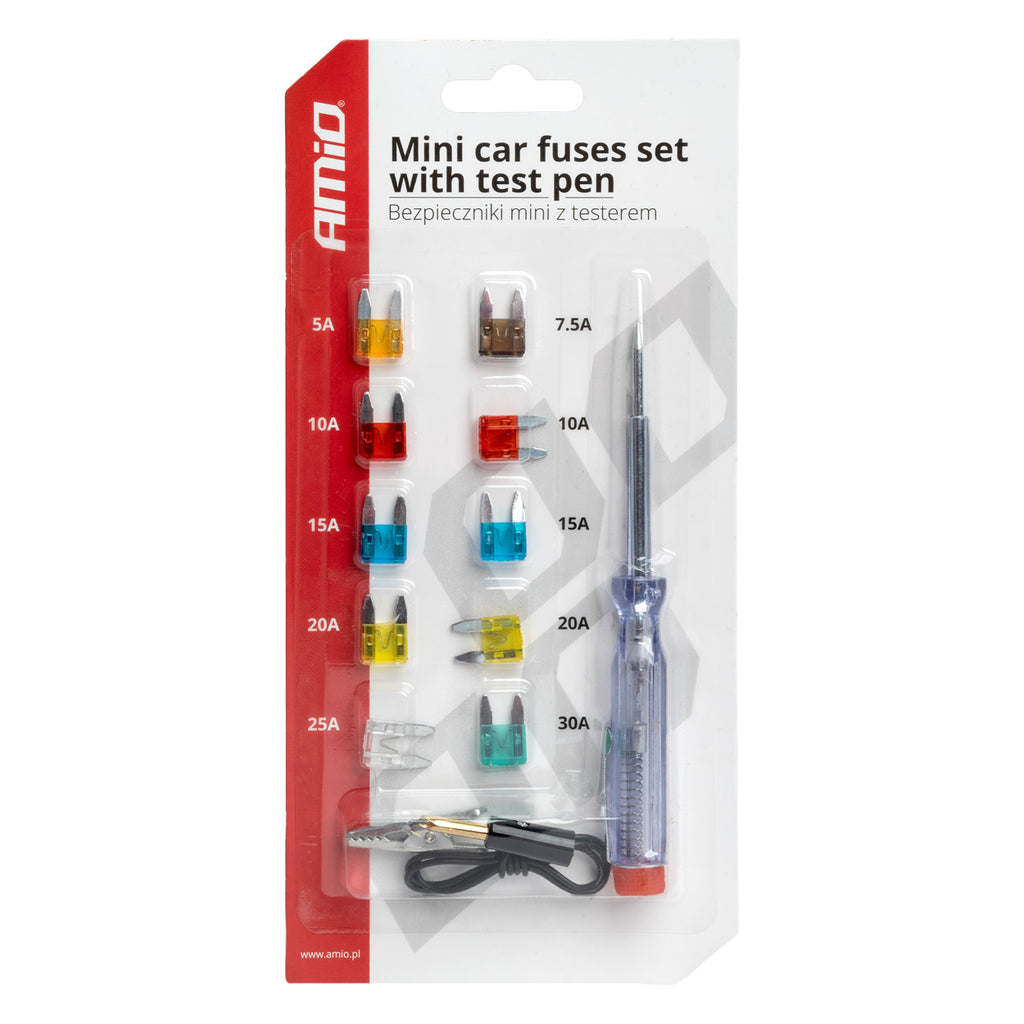 Autoblad MINI zekeringen met testpen, assortiment AMiO 03524 - AMiO 03524 - afbeelding 1