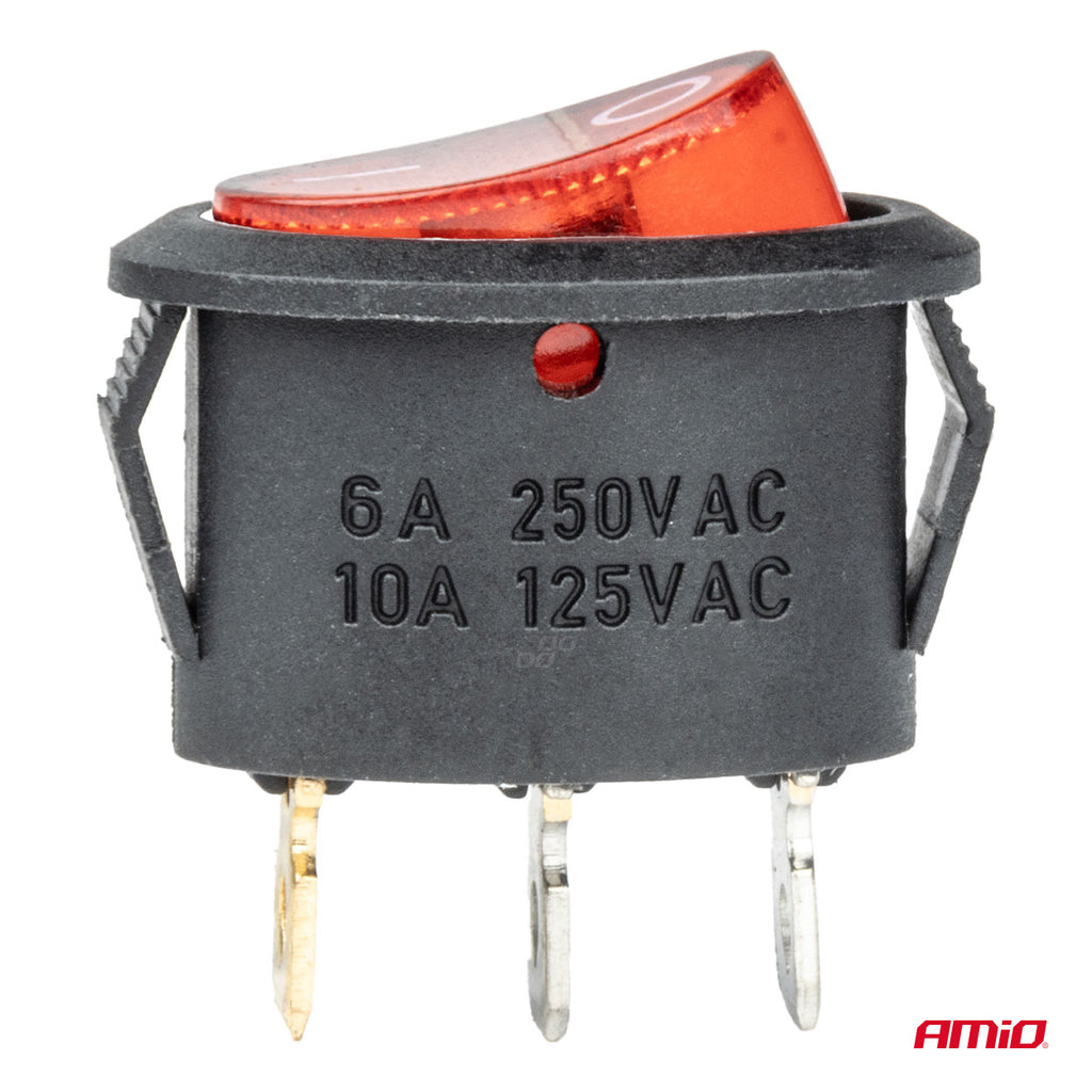 Eliptische schakelaar 12V/230V (met rood licht) BU02 AMiO 03612 - AMiO 03612 - afbeelding 3