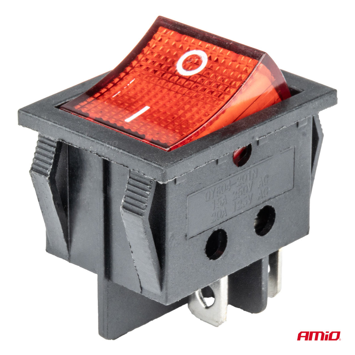 Rechthoekige schakelaar 12V/230V (met rood licht) BU02 AMiO 03613 - AMiO 03613 - afbeelding 2