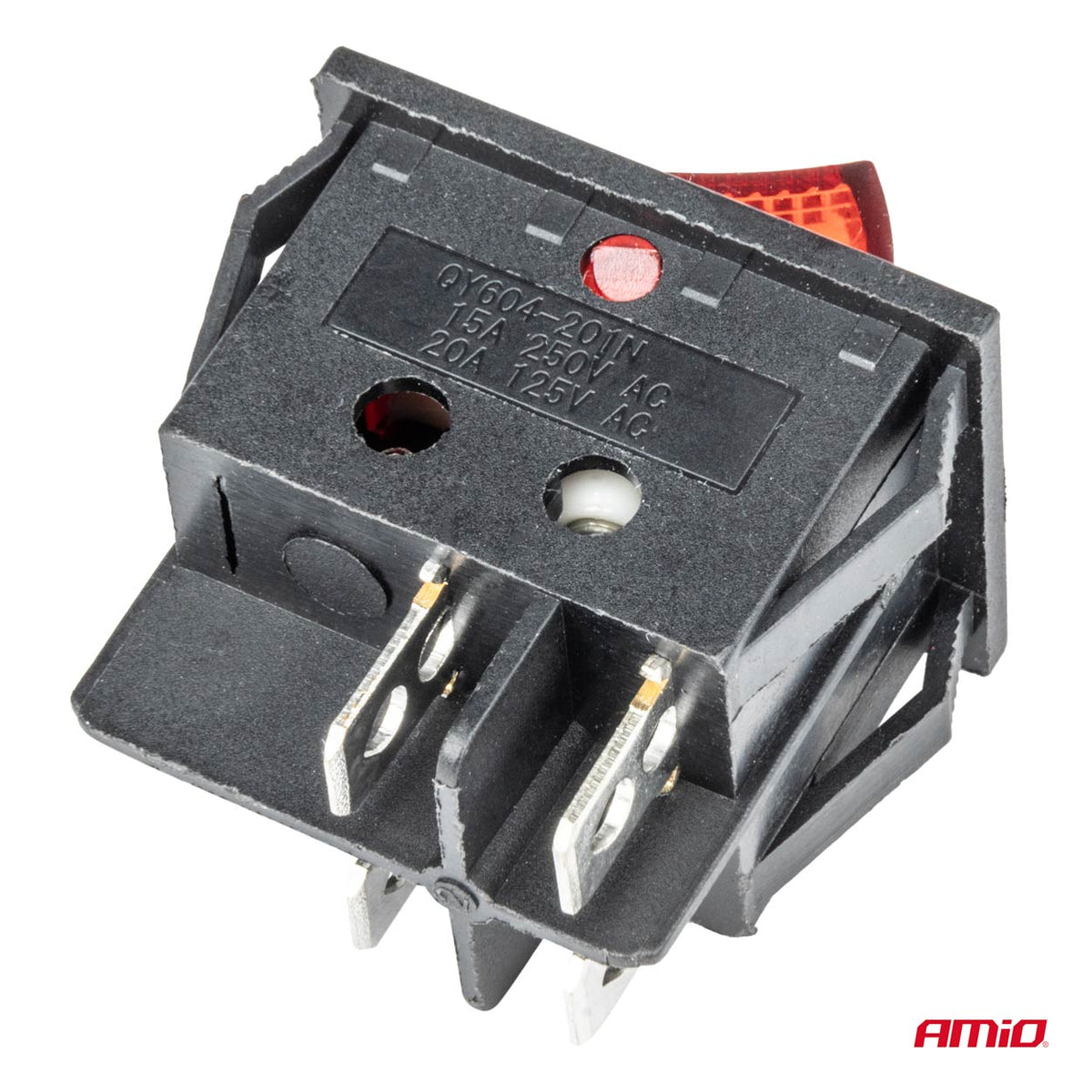 Rechthoekige schakelaar 12V/230V (met rood licht) BU02 AMiO 03613 - AMiO 03613 - afbeelding 4