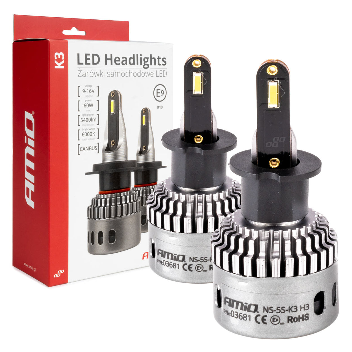 LED-koplampen K3-serie H3 12V 6000K canbus AMiO 03681 - AMiO 03681 - afbeelding 5