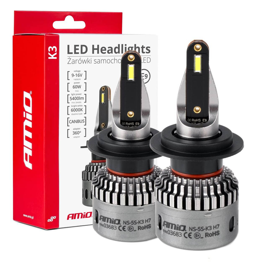 LED-koplampen K3-serie H7 12V 6000K canbus AMiO 03683 - AMiO 03683 - afbeelding 1