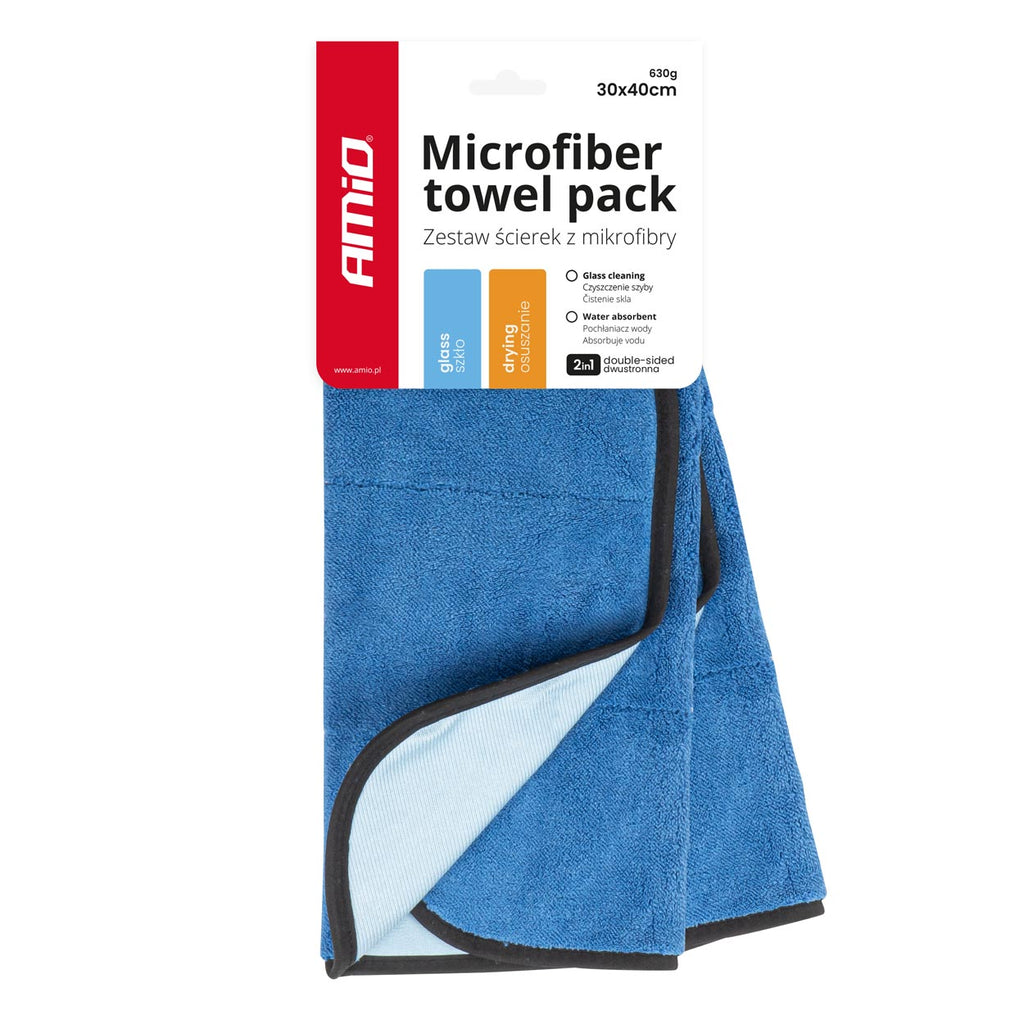 2in1 Microvezel handdoek - drogen en glas 30x40cm 630g AMiO 03747 - AMiO 03747 - afbeelding 1