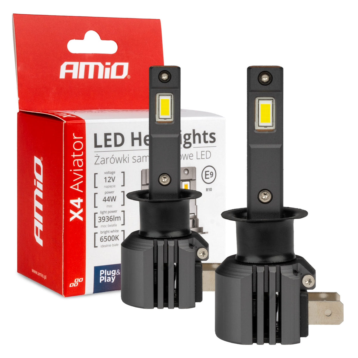 LED Koplampen X4-serie AVIATOR H1 6500K max 44W AMiO 03761 - AMiO 03761 - afbeelding 1