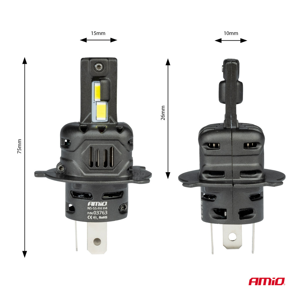 LED Koplampen X4-serie AVIATOR H4/H19 6500K max 44W AMiO 03763 - AMiO 03763 - afbeelding 3