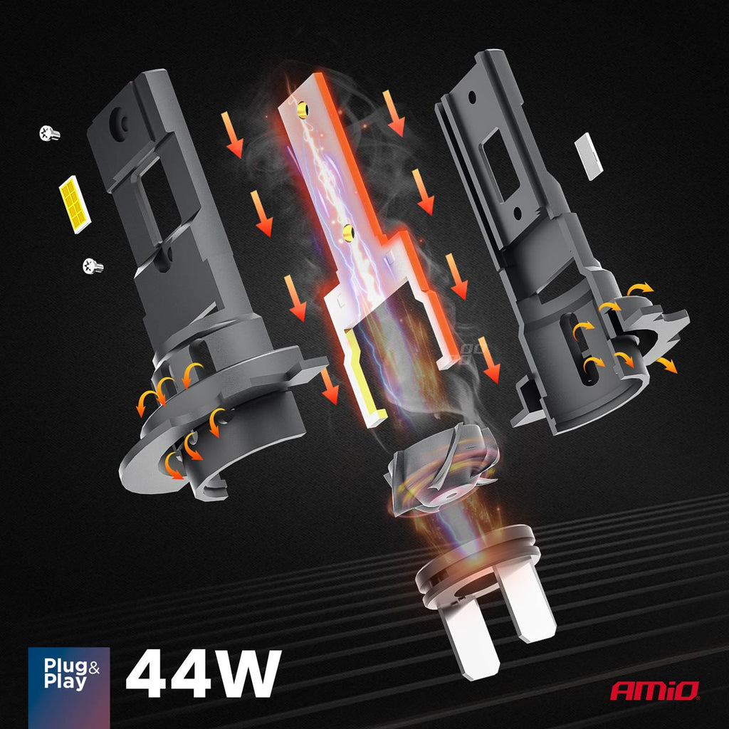LED Koplampen X4-serie AVIATOR H7/H18 6500K max 44W AMiO 03764 - AMiO 03764 - afbeelding 6