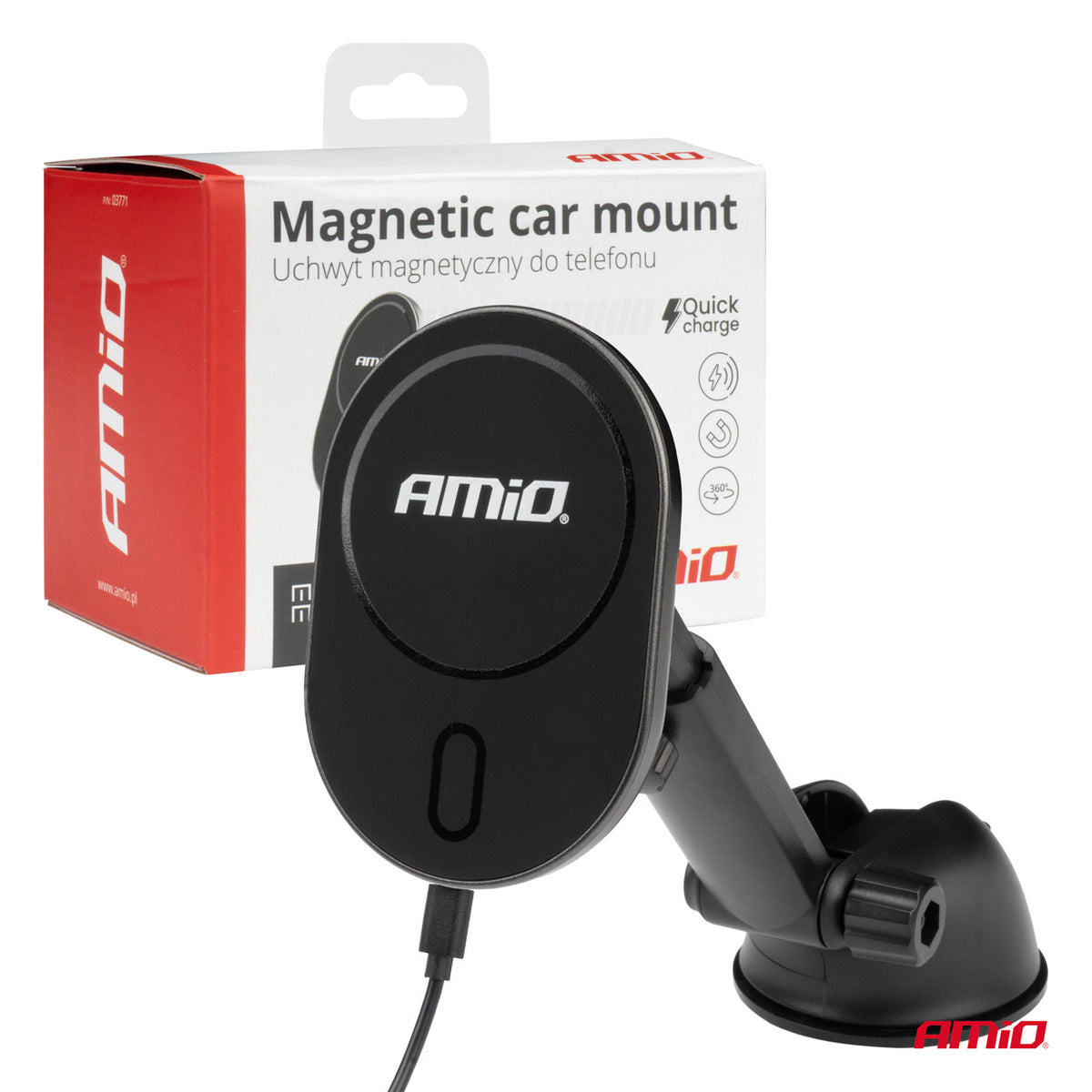 Zuignap Telefoonhouder met Draadloze Oplader My Mag 15W AMiO 03771 - AMiO 03771 - afbeelding 3