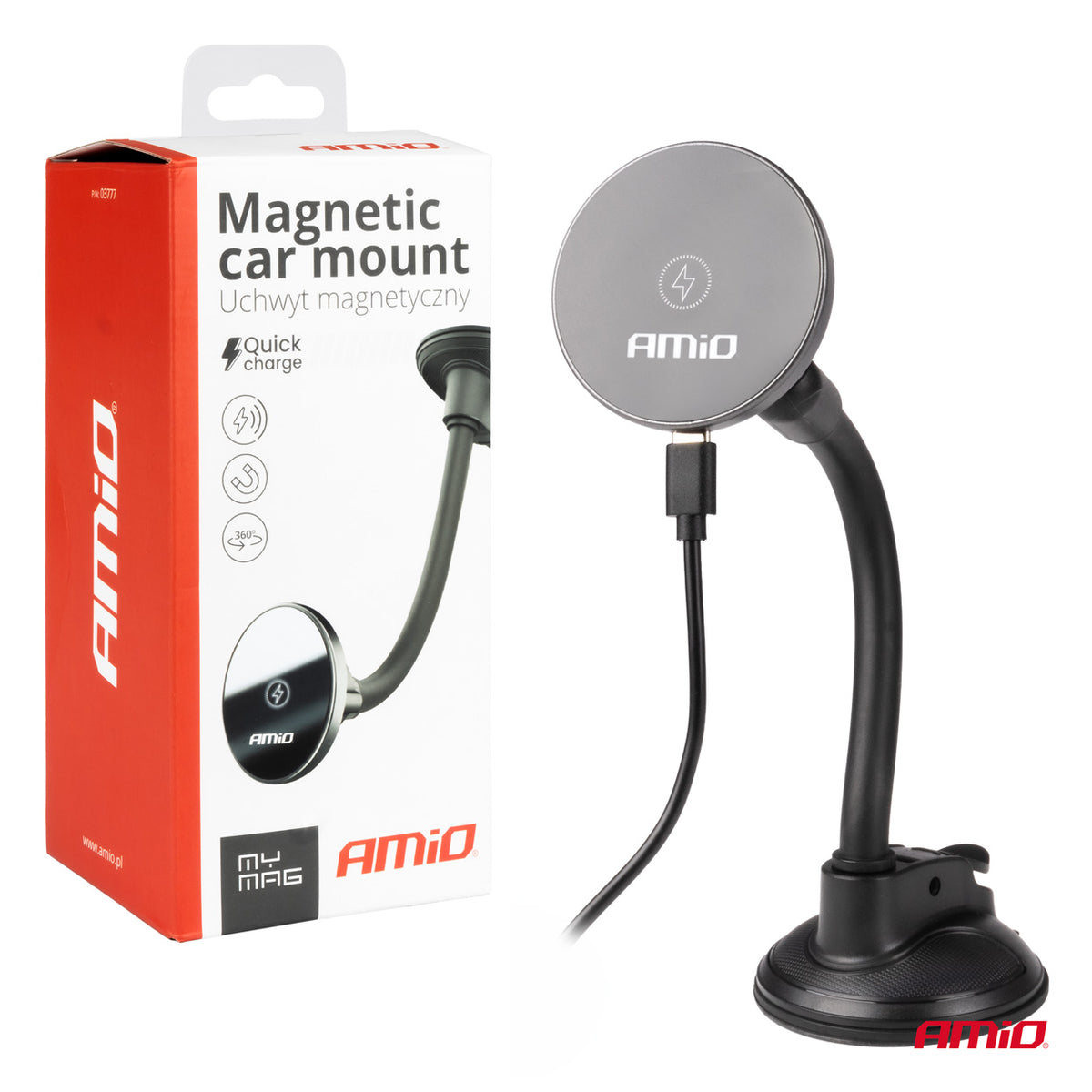 Zuignap Telefoonhouder met Draadloze Oplader 15W AMiO 03777 - AMiO 03777 - afbeelding 3