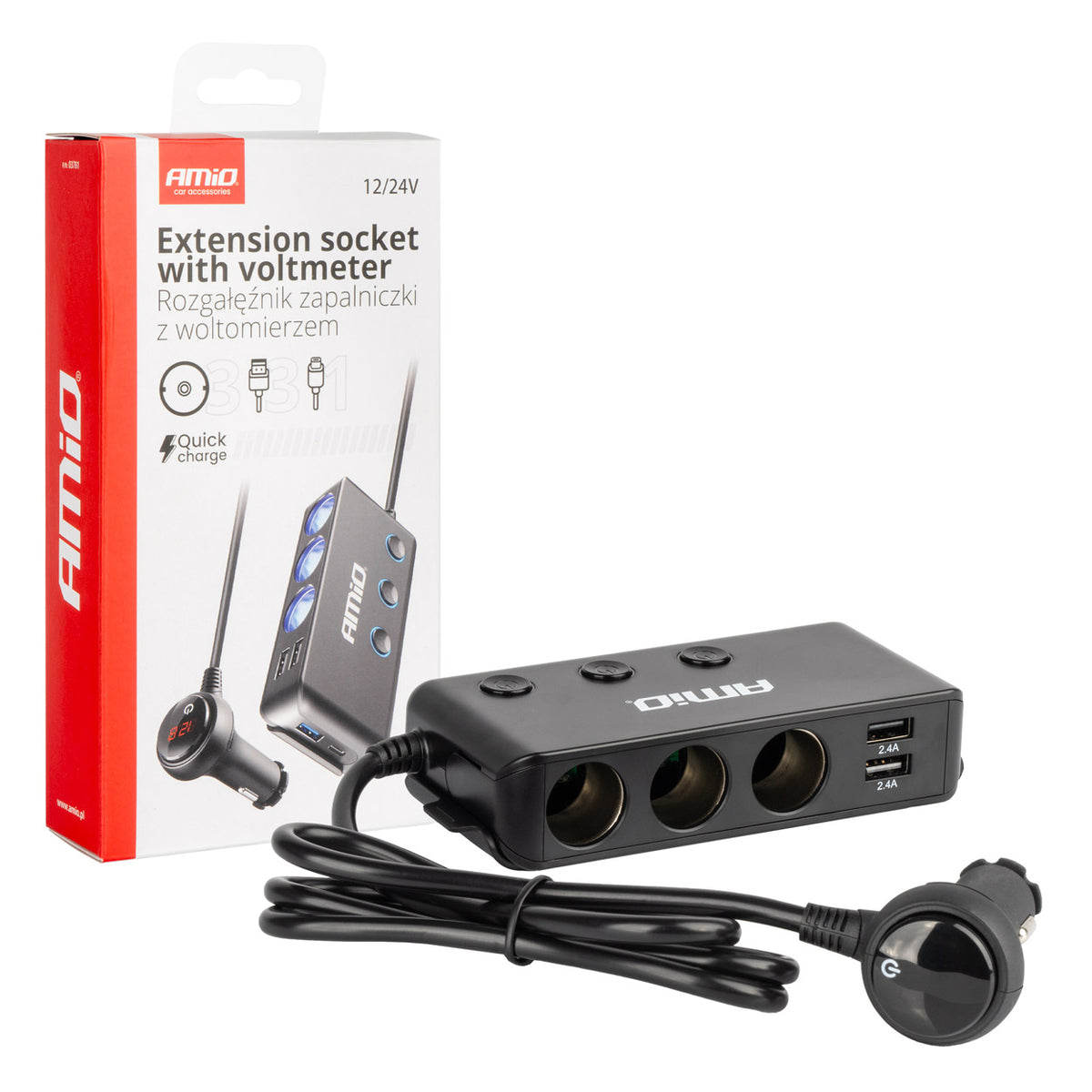 Stopcontact met voltmeter AMiO 03781 - AMiO 03781 - afbeelding 1