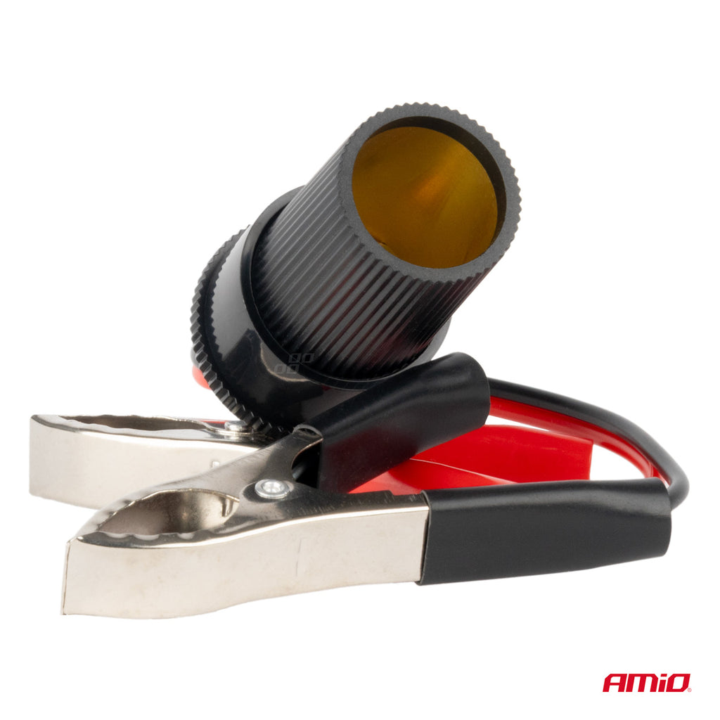 Krokodiladapter voor sigarettenaansteker 12V 24V 15cm AMiO 03803 - AMiO 03803 - afbeelding 2