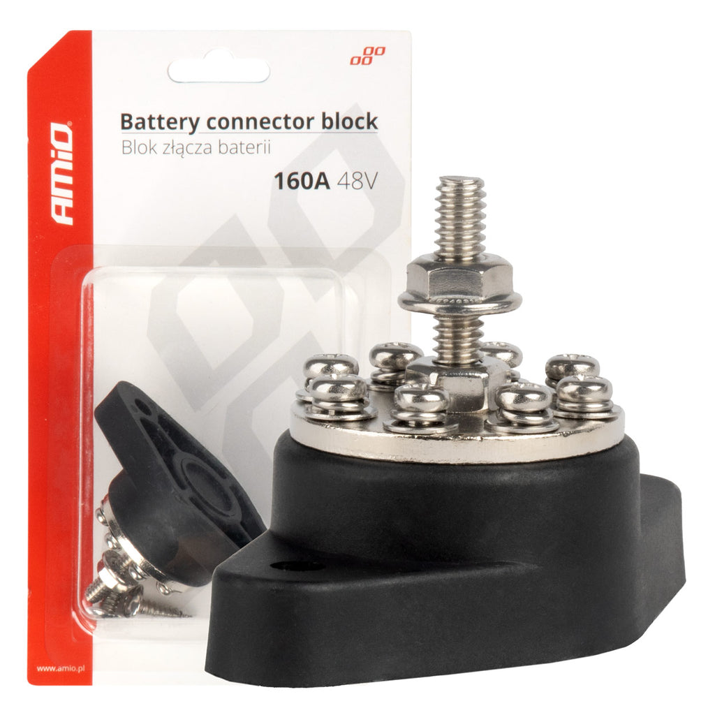 Batterijconnector verdeelblok busbar 8-voudig max 48V 160A AMiO 03807 - AMiO 03807 - afbeelding 1
