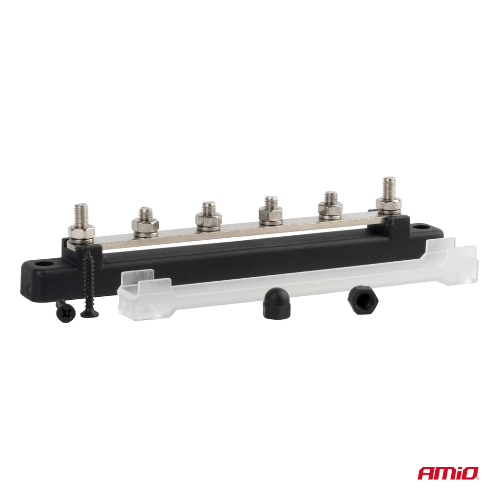 Grondverdeelblok plus rail M6 12V - 48V 150A AMiO 03808 - AMiO 03808 - afbeelding 3