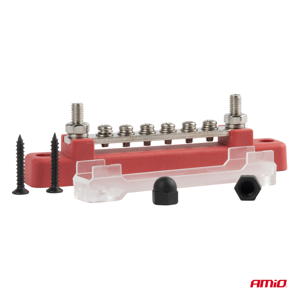 Grondverdeelblok plus rail M6 12V - 48V 150A AMiO 03810 - AMiO 03810 - afbeelding 3
