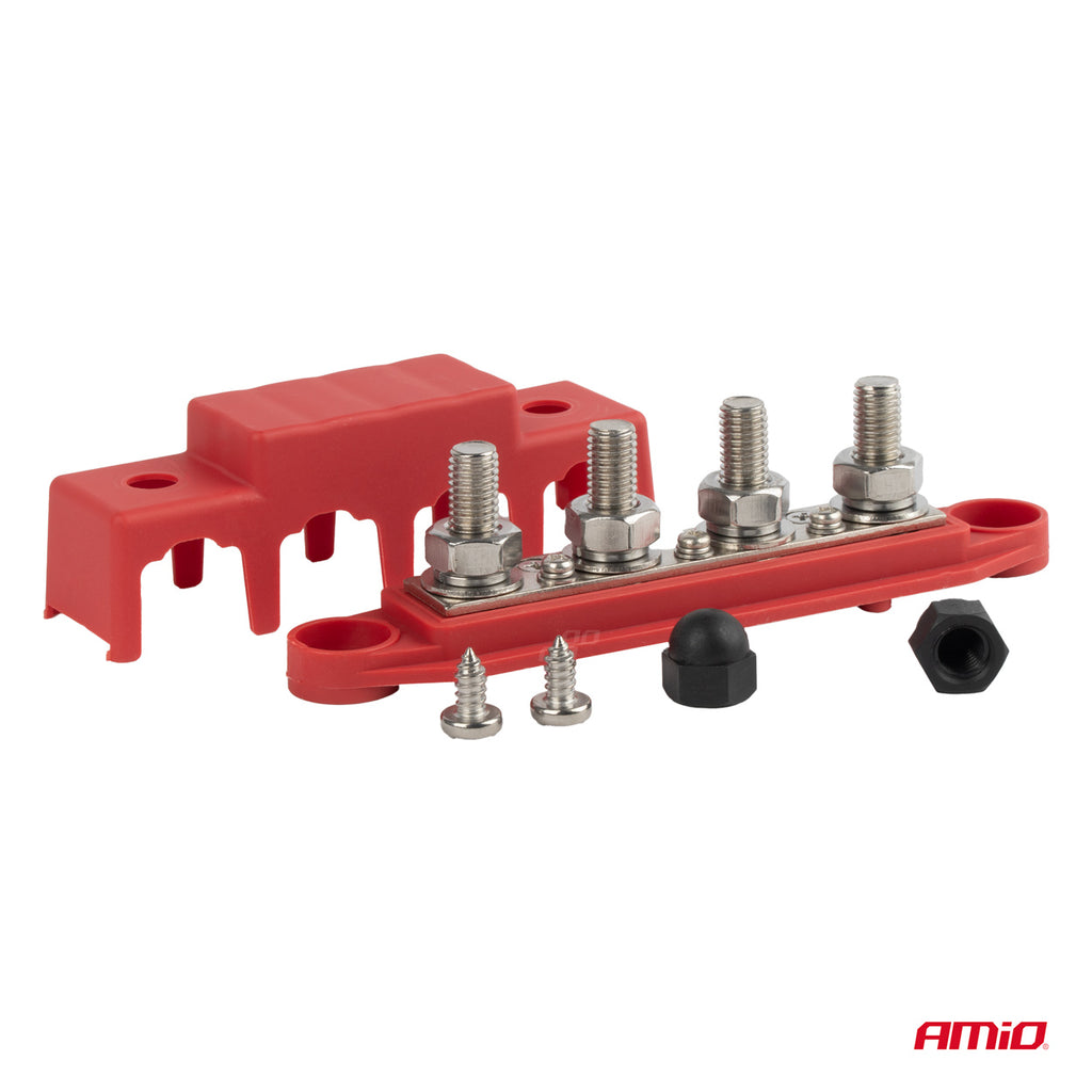 Grondverdeelblok plus rail M10 12V - 48V 250A AMiO 03812 - AMiO 03812 - afbeelding 3