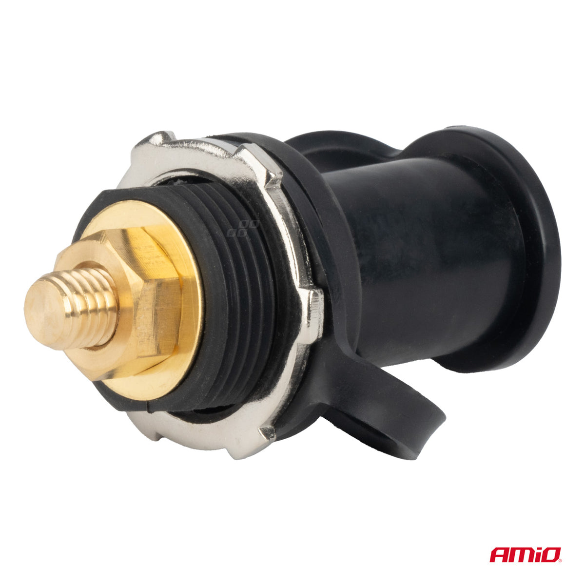 Batterijvoedingsconnector zwart min met dop 3/8 M10 12V 24V 48V 250A AMiO 03813 - AMiO 03813 - afbeelding 2