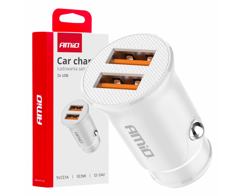 Autolader 2x USB-A 2.1A 12/24V AMiO-03872