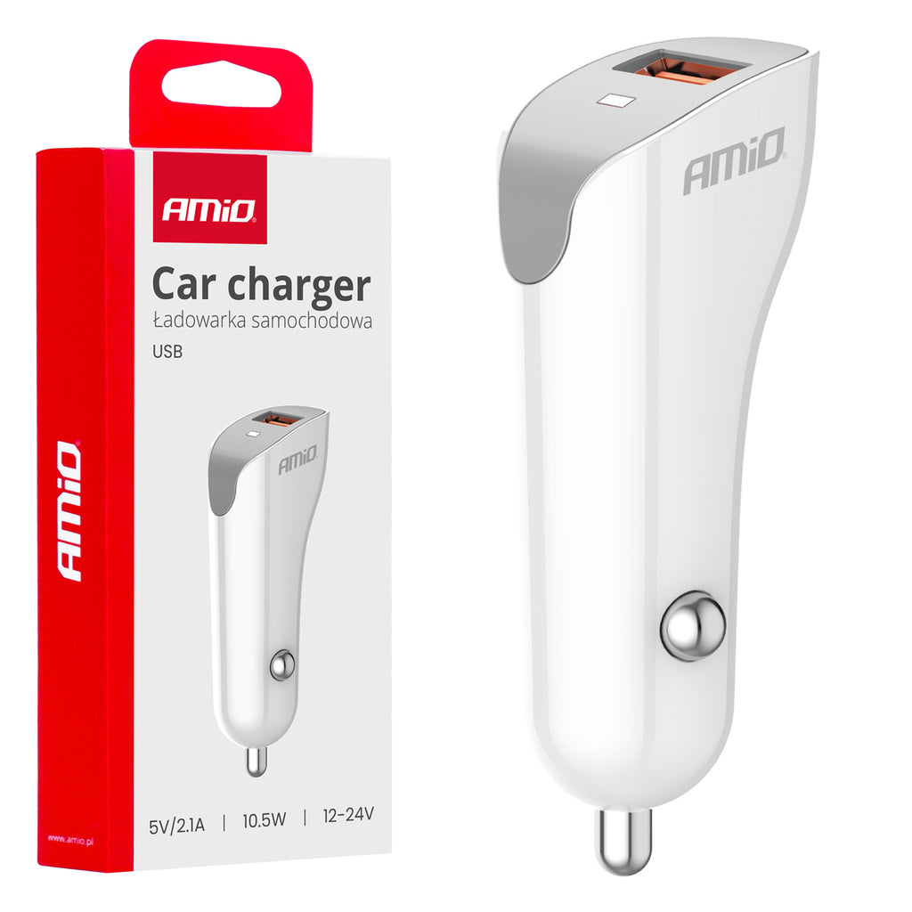 Autolader USB-A 2.1A 12/24V AMiO 03873 - AMiO 03873 - afbeelding 1