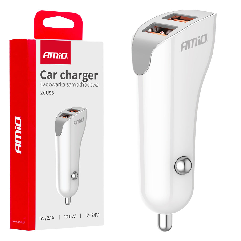 Autolader 2x USB-A 2.1A 12/24V AMiO 03874 - AMiO 03874 - afbeelding 1
