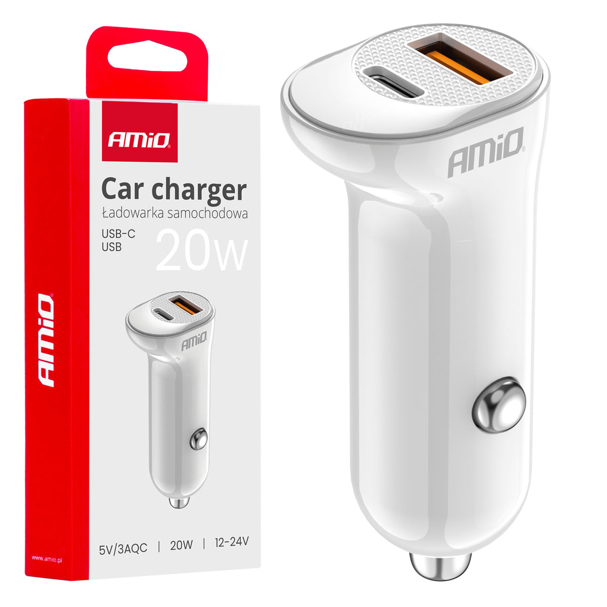 Autolader USB-A+ USB-C 20W 12/24V AMiO 03875 - AMiO 03875 - afbeelding 5