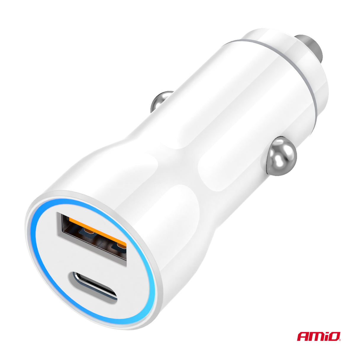 Autolader USB-A + USB-C 20W 12/24V AMiO 03881 - AMiO 03881 - afbeelding 3