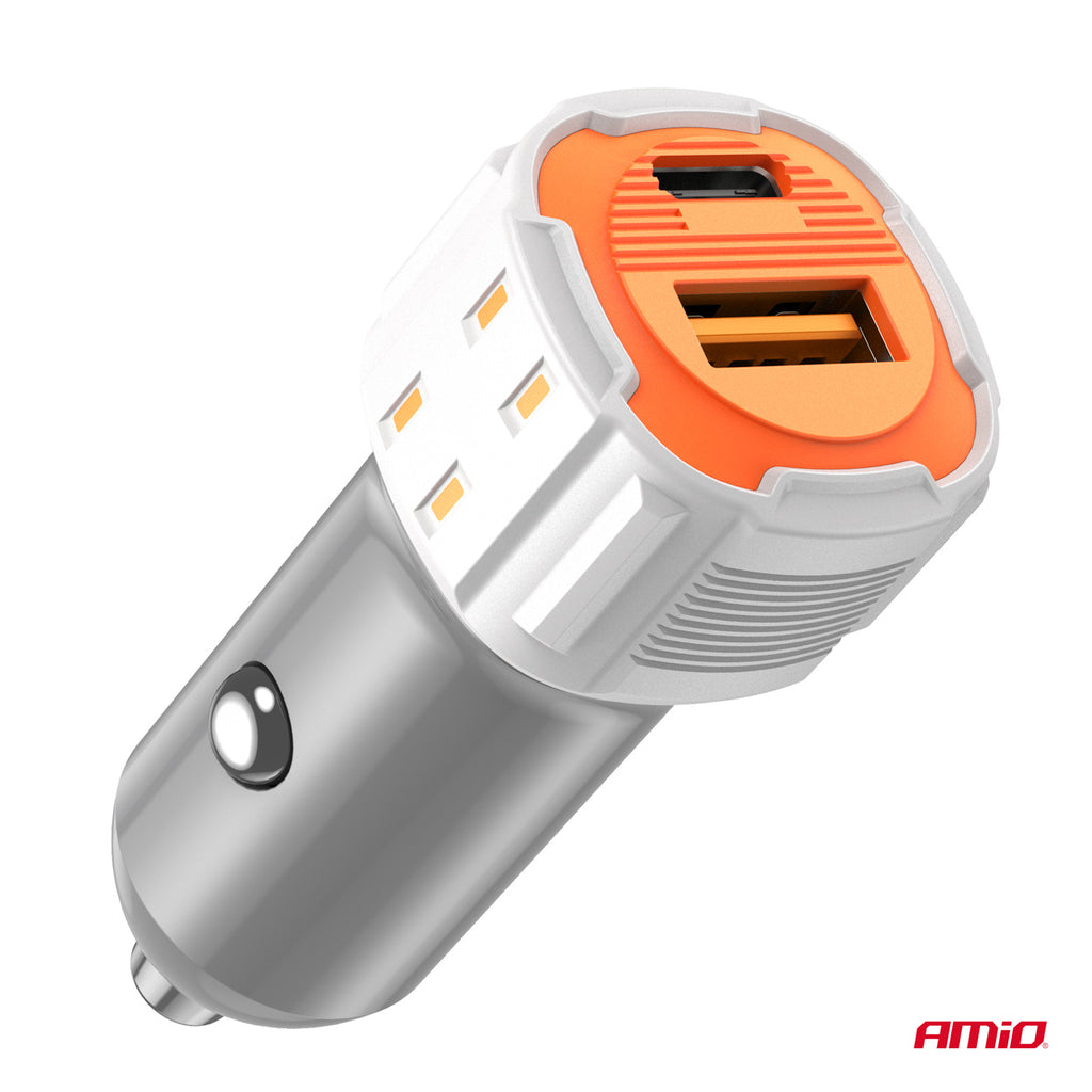 Autolader USB-A + USB-C 20W 12/24V AMiO 03882 - AMiO 03882 - afbeelding 3
