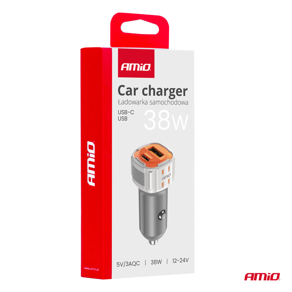 Autolader USB-A + USB-C 38W 12/24V AMiO 03883 - AMiO 03883 - afbeelding 7