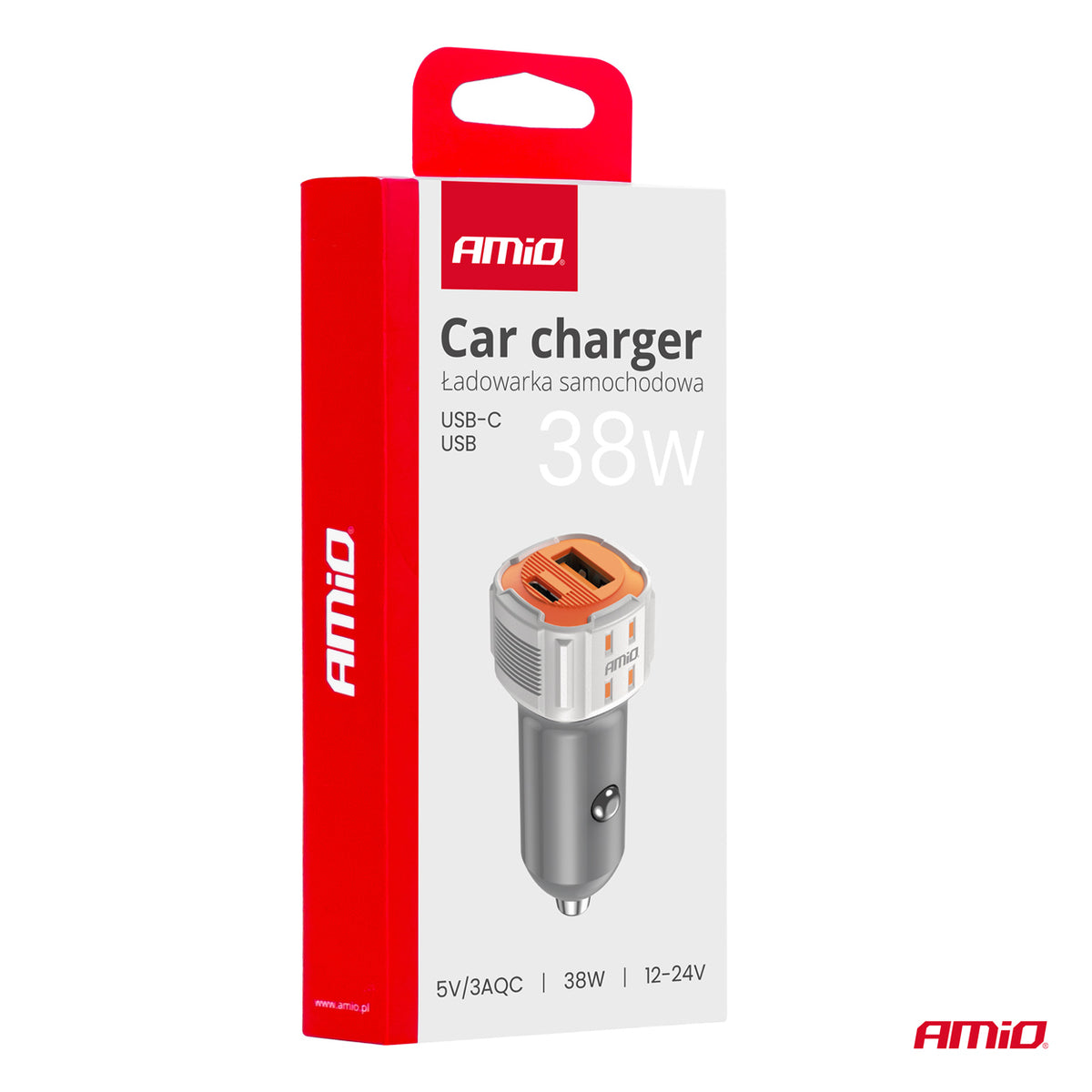 Autolader USB-A + USB-C 38W 12/24V AMiO 03883 - AMiO 03883 - afbeelding 7