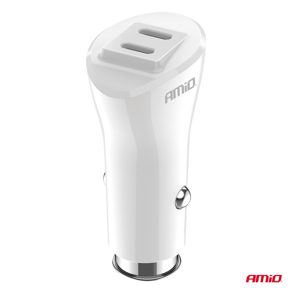 Autolader 2xUSB-C 40W 12/24V AMiO 03884 - AMiO 03884 - afbeelding 2
