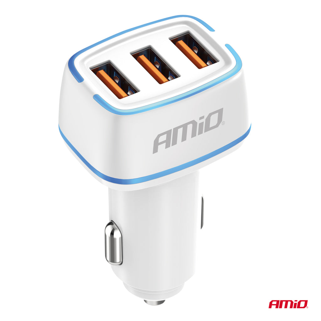 Autolader 3x USB-A 30W 12/24V AMiO 03889 - AMiO 03889 - afbeelding 2