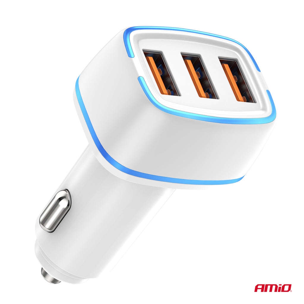 Autolader 3x USB-A 30W 12/24V AMiO 03889 - AMiO 03889 - afbeelding 3