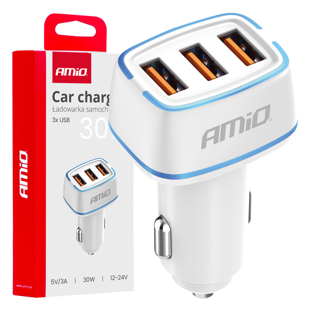 Autolader 3x USB-A 30W 12/24V AMiO 03889 - AMiO 03889 - afbeelding 5